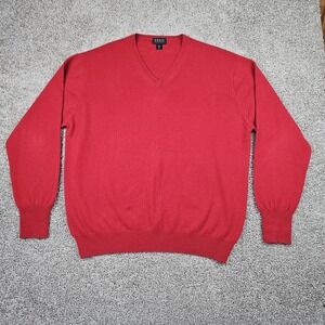 Forte 100% Cashmere V-Neck Sweater Men's XL Red Tight Knit EUC
